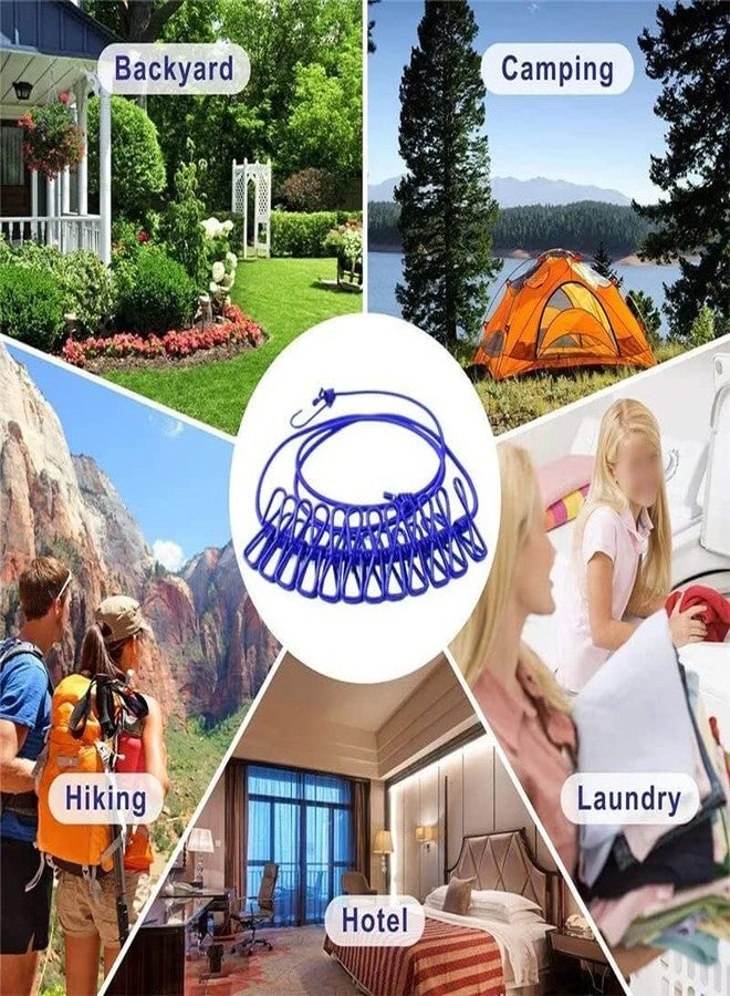 ATHA Clothesline Rope | Elastic Cloth Drying Hanging Rope with 12 Clips and 2 Hooks | Travel Clothesline Hanging Laundry Drying Rope (Multicolor) - Image 5